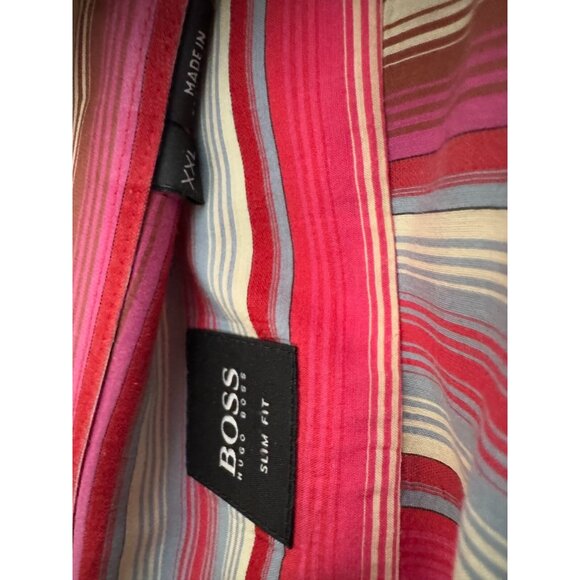 Hugo Boss Pink Striped Long Sleeve Button-Up Dress Shirt Mens Size XXL - Picture 5 of 6